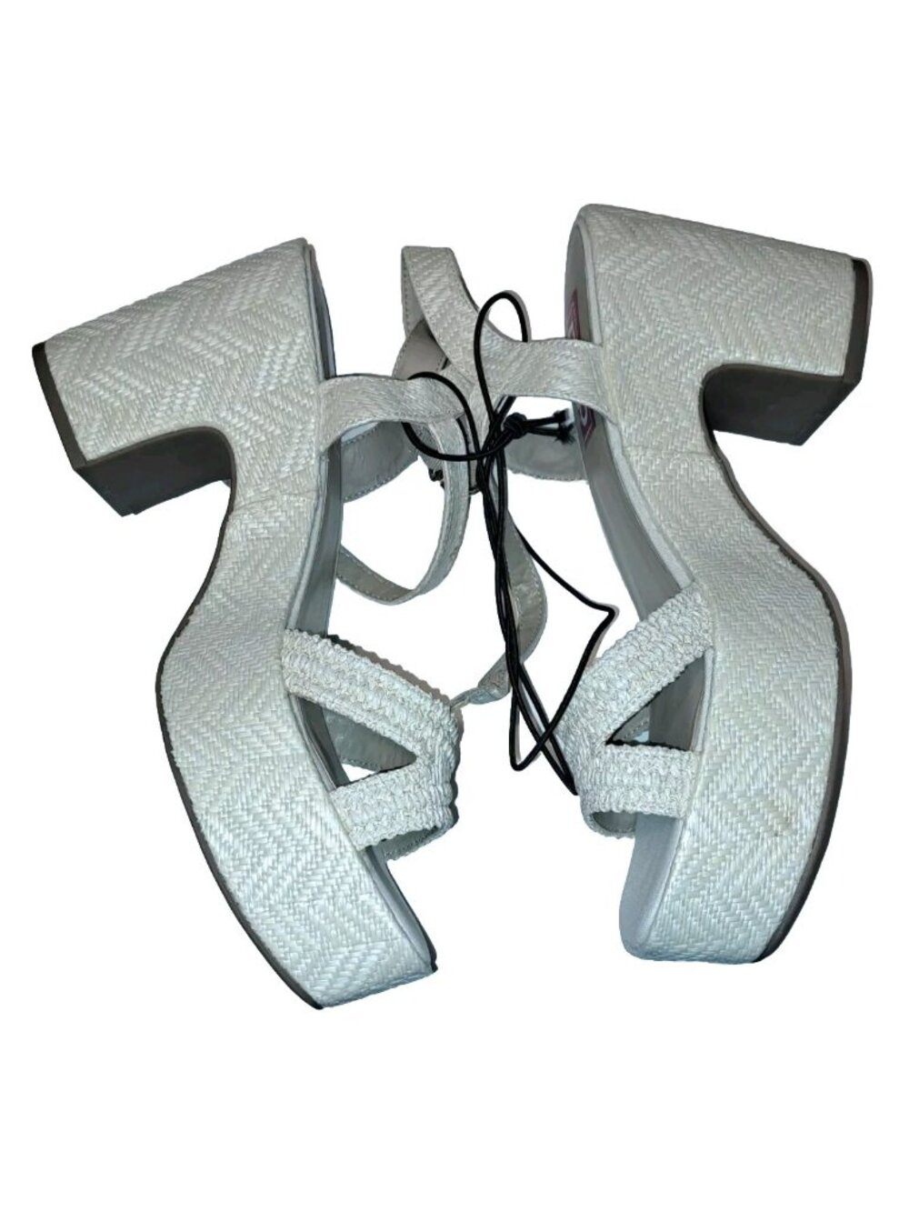 Pop Applaud Natural High Heeled Woven Sandals Size 11 Buckle Closure Spring New
